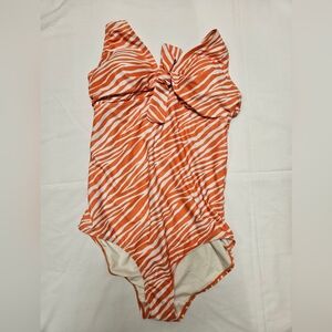 Janina Orange and White Zebra One-Piece Swimsuit Large